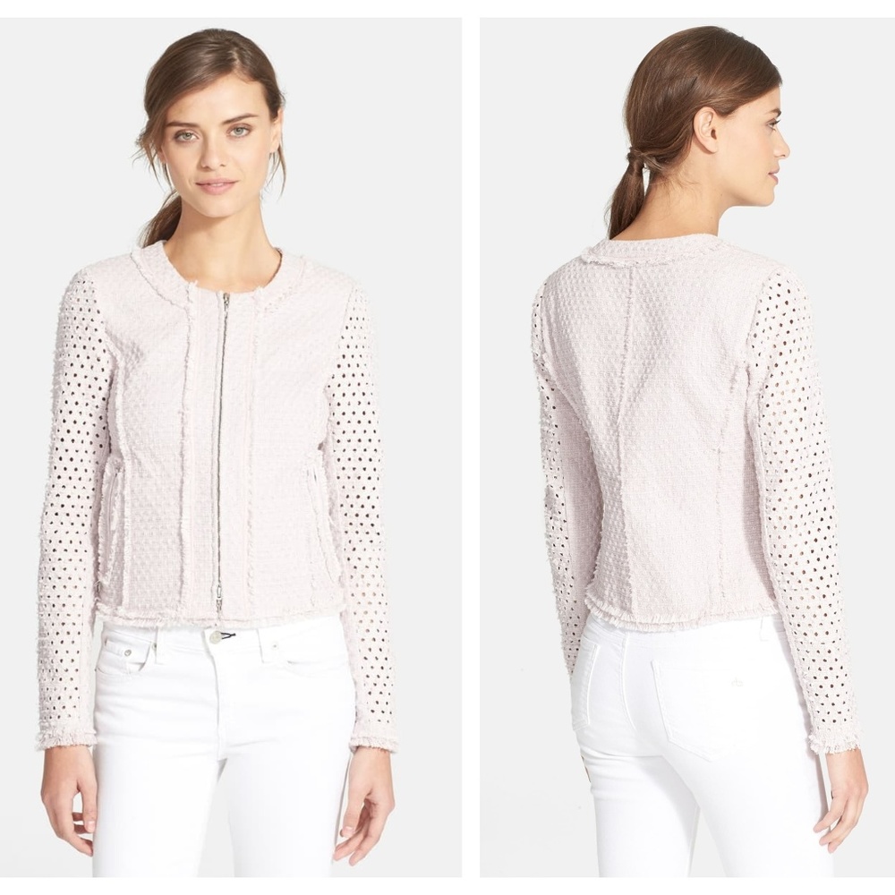 REBECCA TAYLOR Dot Punch Tweed Jacket Blush {U51}